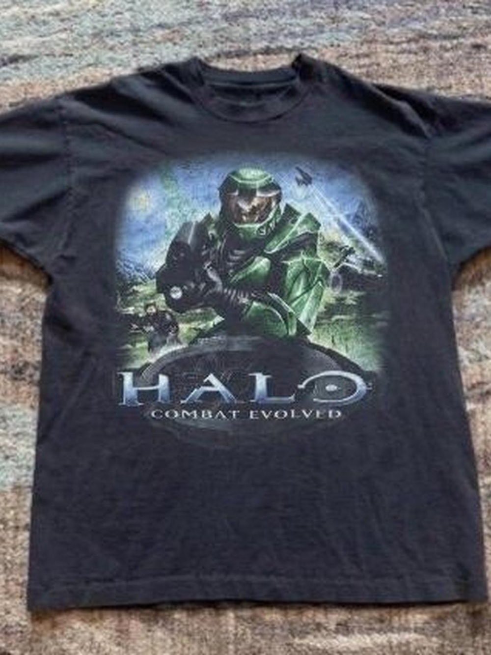 Gildan Black Halo Combat Evolved Graphic Tee with Green Master Chief